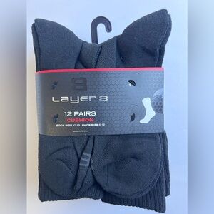 Layer 8 Men’s Cushion Crew Socks 12 pairs size 6-12 NWT